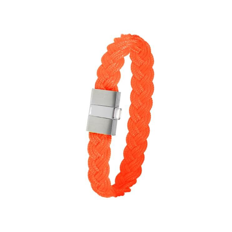Bracelet Albanu Cap Horn Amarre en cordons marin orange fluo et acier